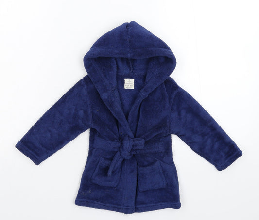 Earlydays Baby Blue Solid Fleece Kimono Robe Size 9-12 Months