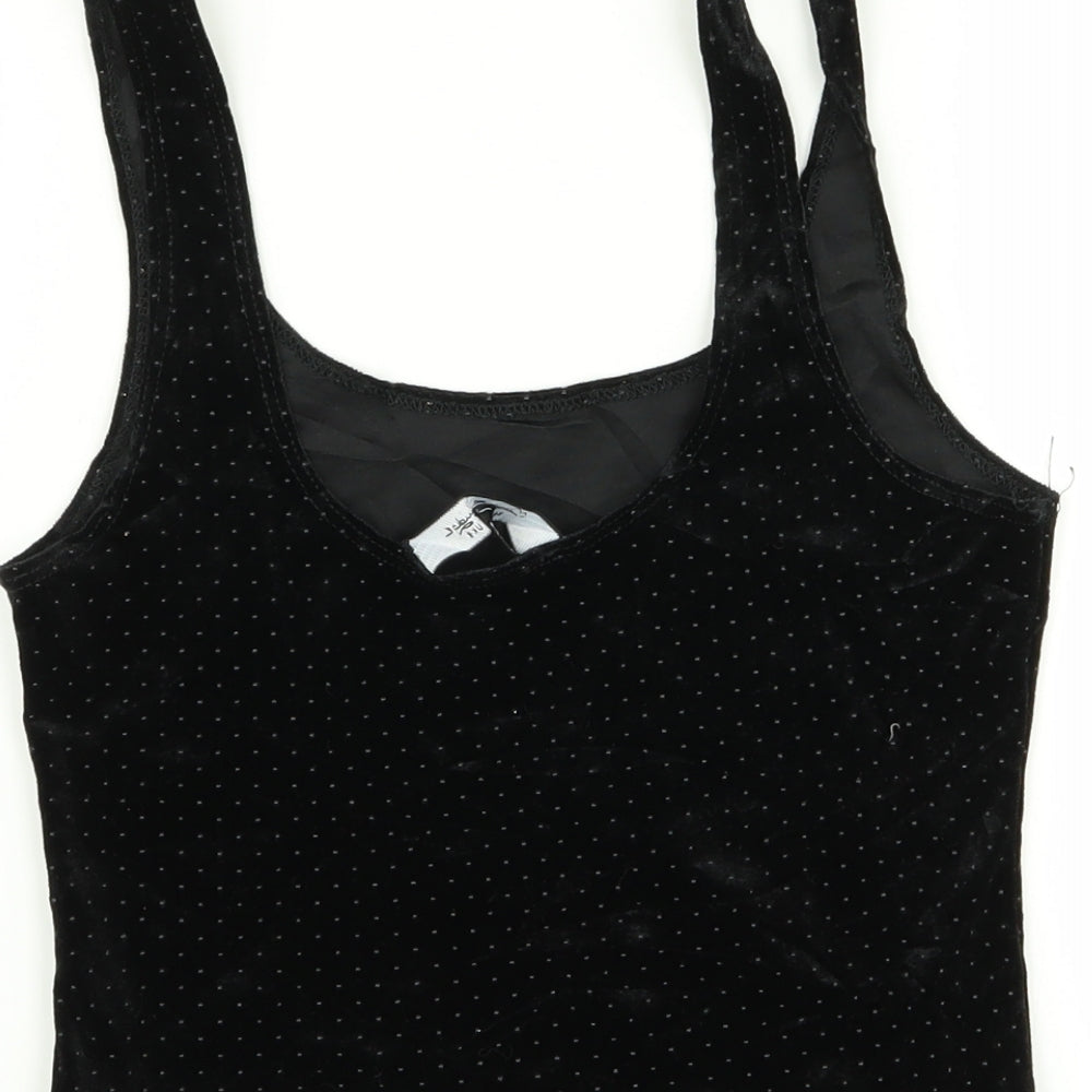 Miss Selfridge Womens Black Polka Dot Basic Tank Size 8 - crop top