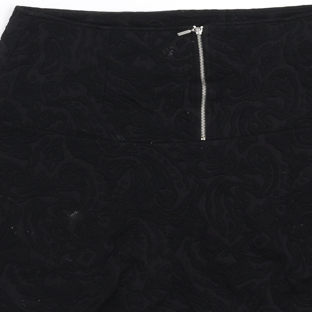 Promod Womens Black Geometric  A-Line Skirt Size 32 in