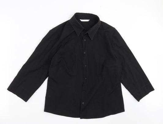 Womens UK Size 16 AMARANTO Black Basic Button-Up