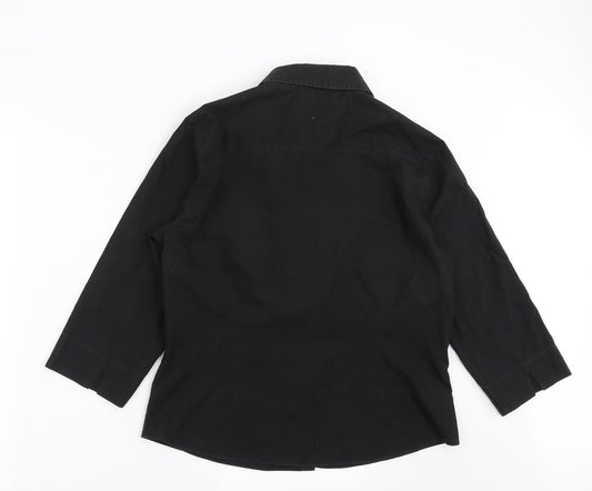 Womens UK Size 16 AMARANTO Black Basic Button-Up