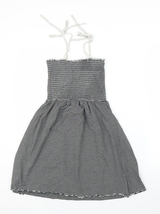 New Look Womens Black Striped A-Line Size 10
