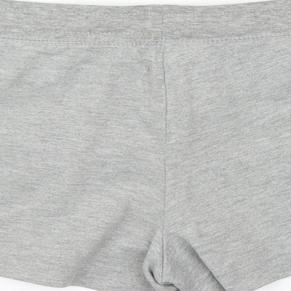 Brand and care label for Papaya women’s grey cut-off shorts, size UK 8