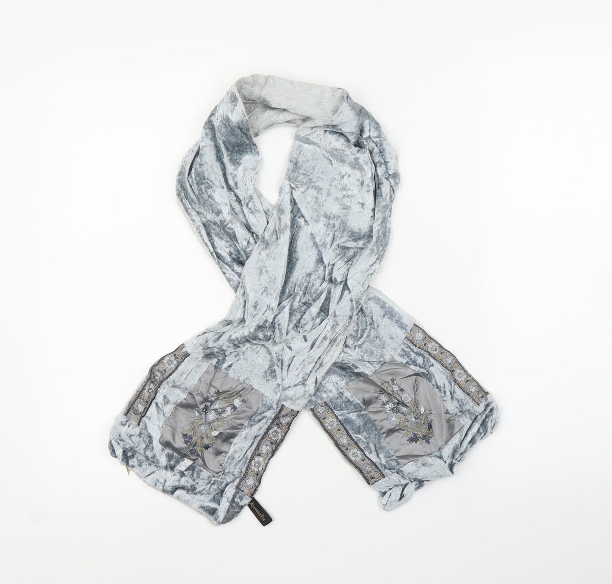 Front view of Accessorize unisex grey floral scarf