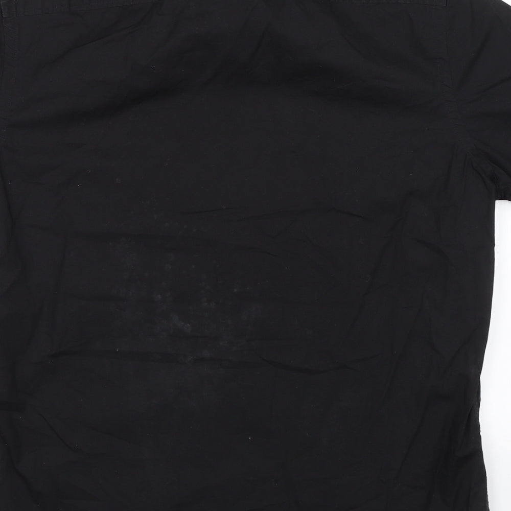 Mens UK Size M Mexx Black Button-Up Short Sleeve Casual Shirt