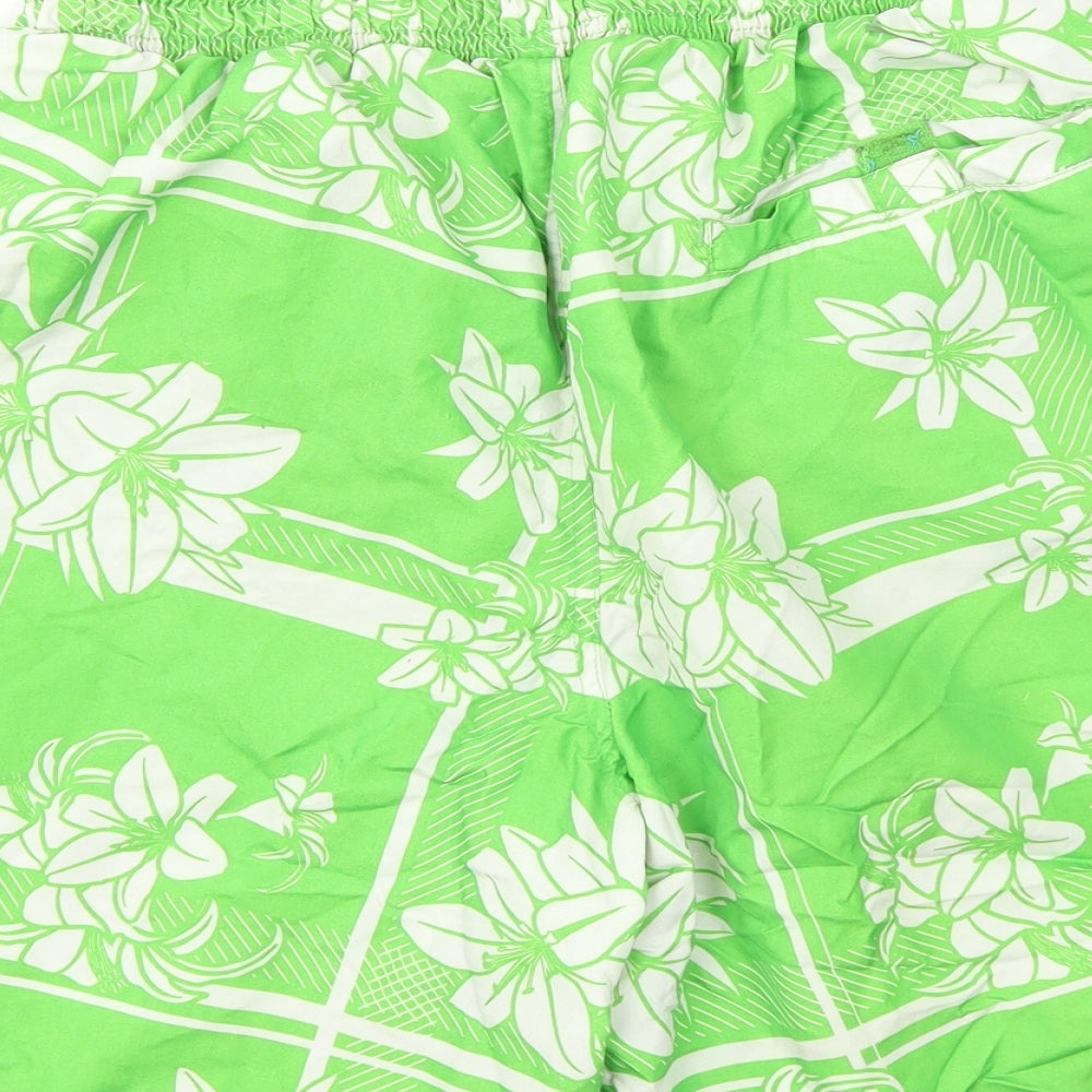 Op Mens Green Floral Sweat Shorts Size L - Stretch waistband