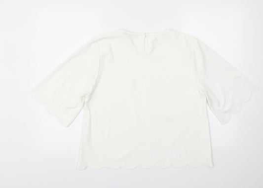 Boohoo Womens White Basic T-Shirt Size 14