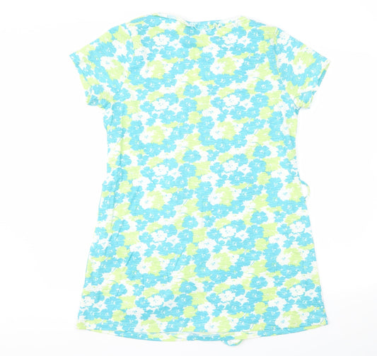 Authentic Womens Blue Floral Basic T-Shirt Size 14