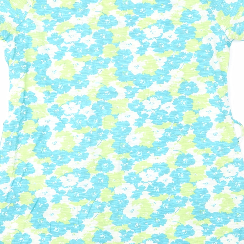 Authentic Womens Blue Floral Basic T-Shirt Size 14