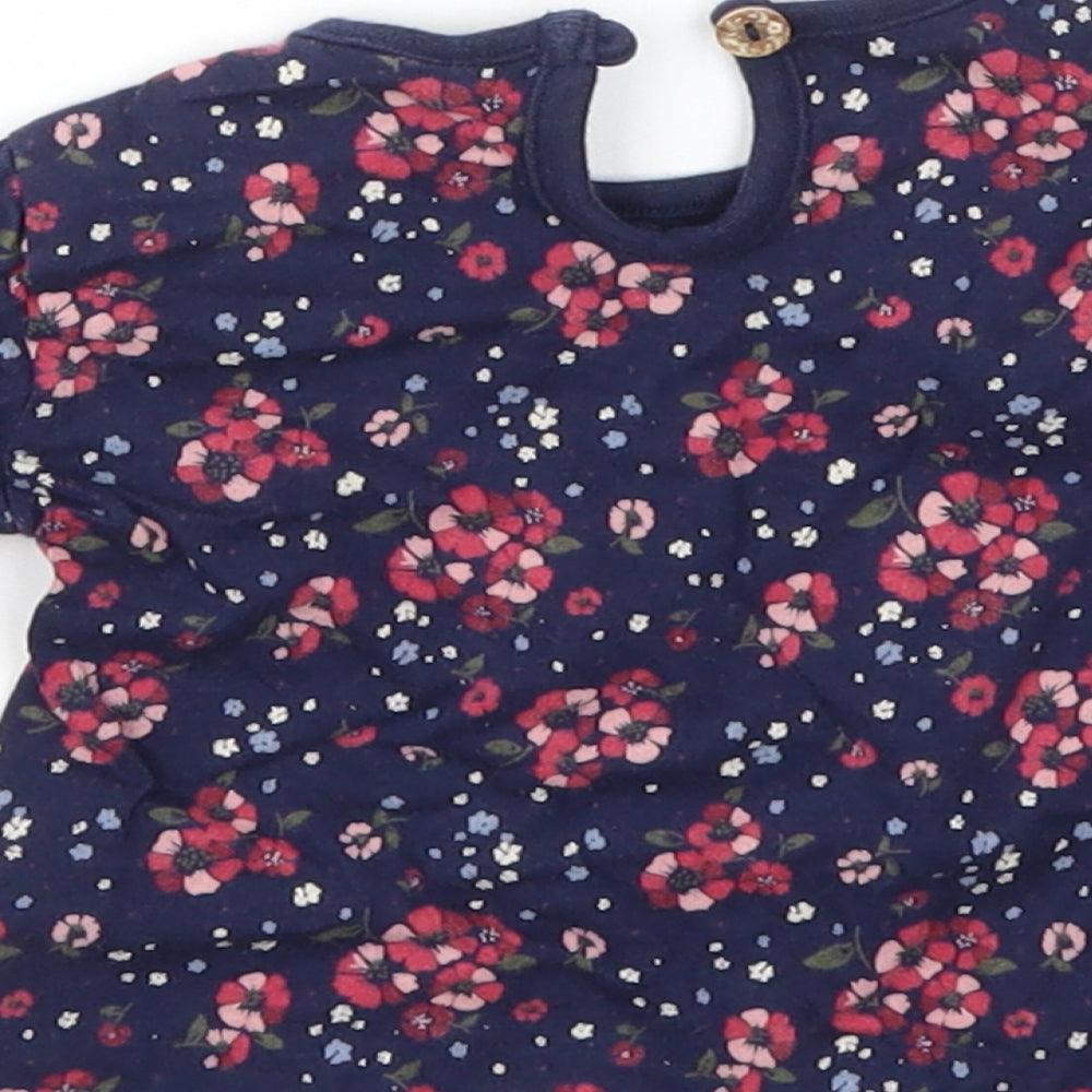 F&F Girls Blue Floral Basic T-Shirt Size 0-3 Months