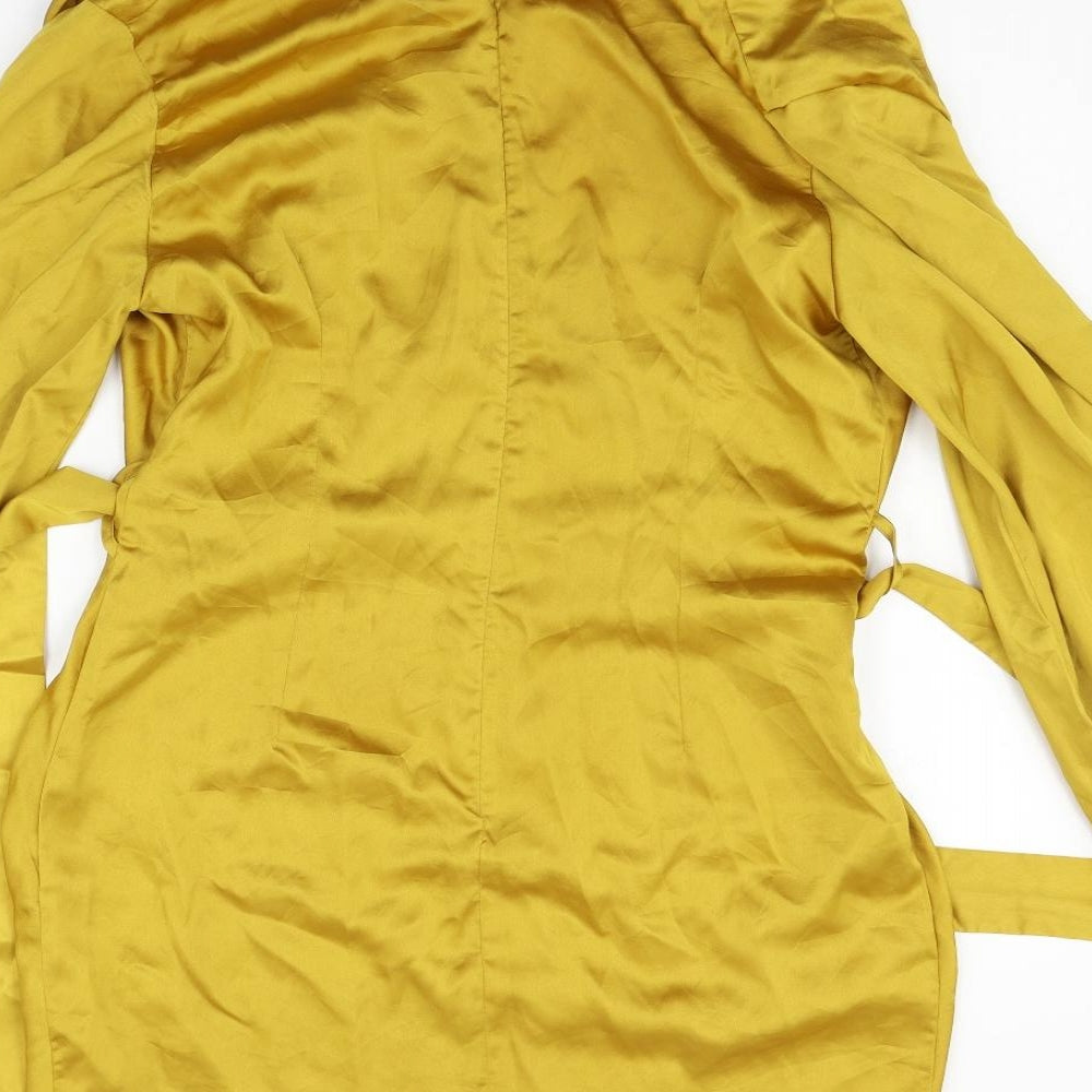 Boohoo Womens Yellow A-Line Size 12 - BELTED