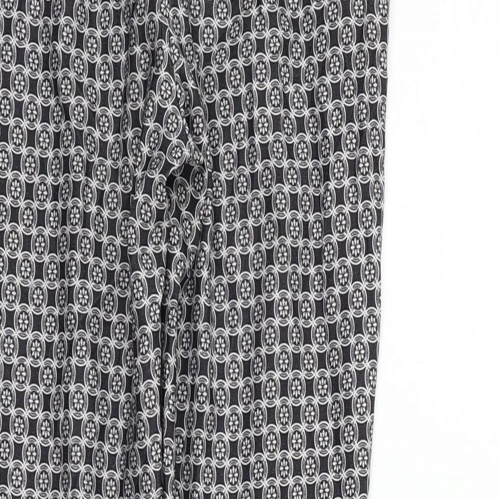 New Look Womens Grey Geometric Trousers Size 8 L28 in