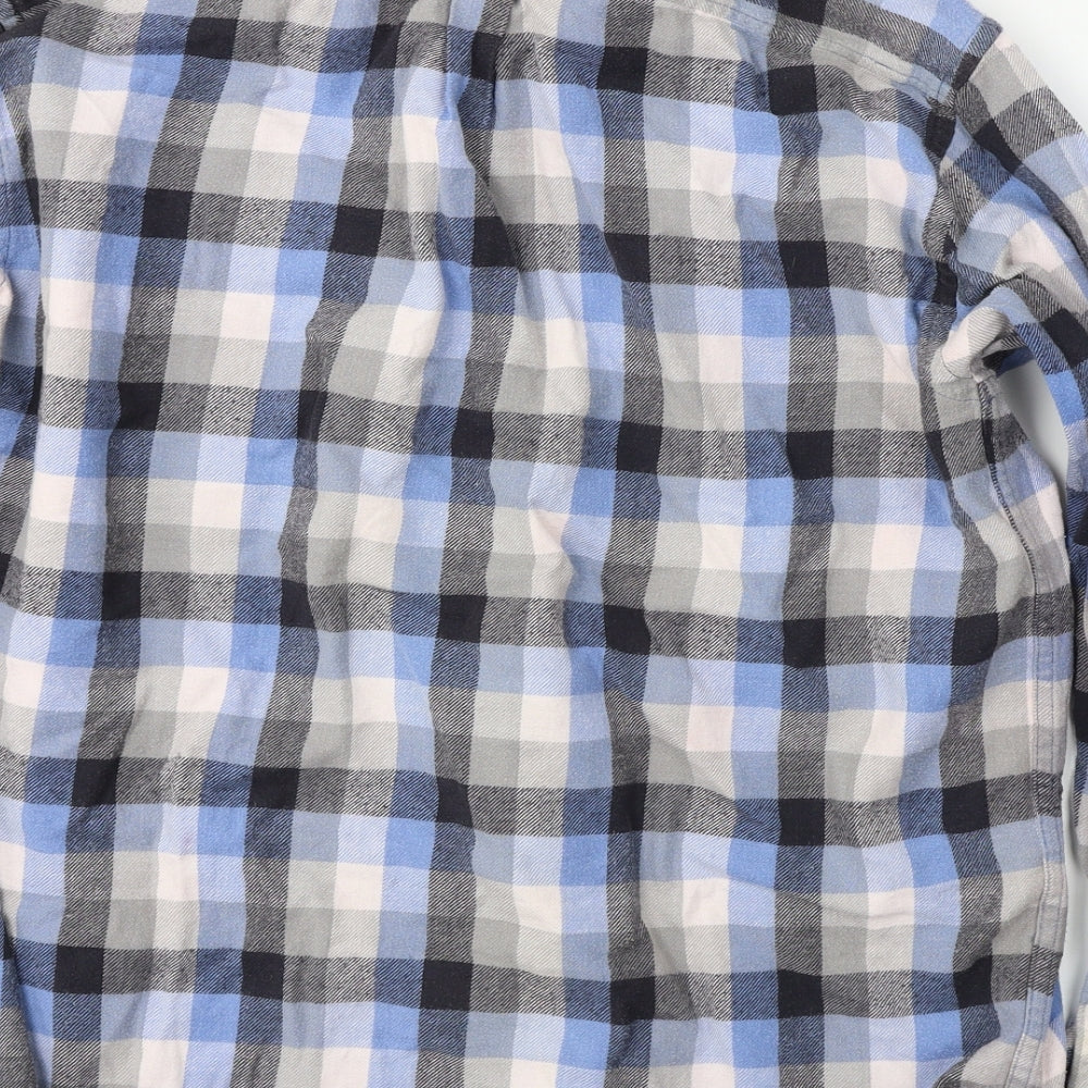 Bar Harbour Mens Blue Check Button-Up Size L