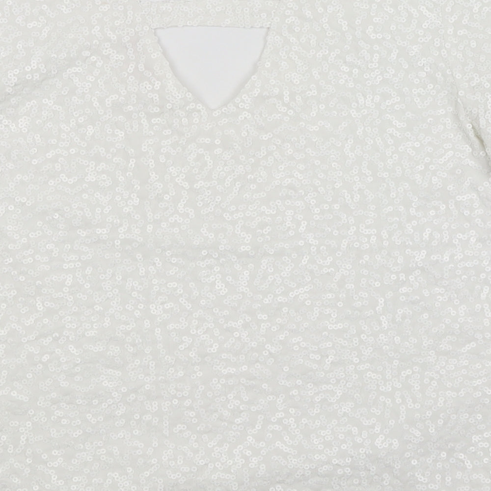 Amichi Collection Womens White Basic T-Shirt Size L