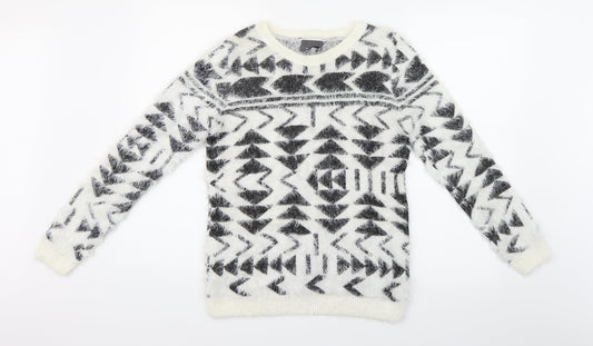 Womens UK Size M Preworn White Henley Jumper