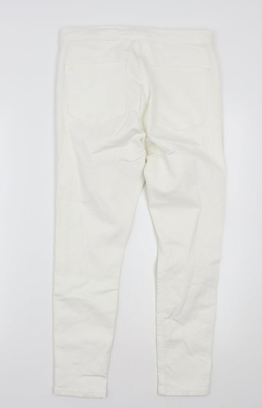 Womens UK Size 34 Topshop Regular Fit Cropped White Jeans