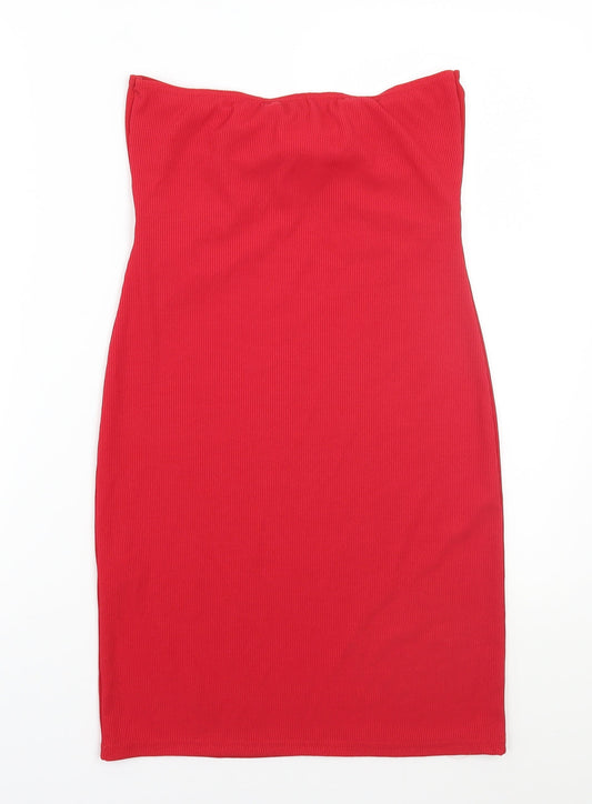 PRETTYLITTLETHING Womens Red Rayon A-Line Size 12