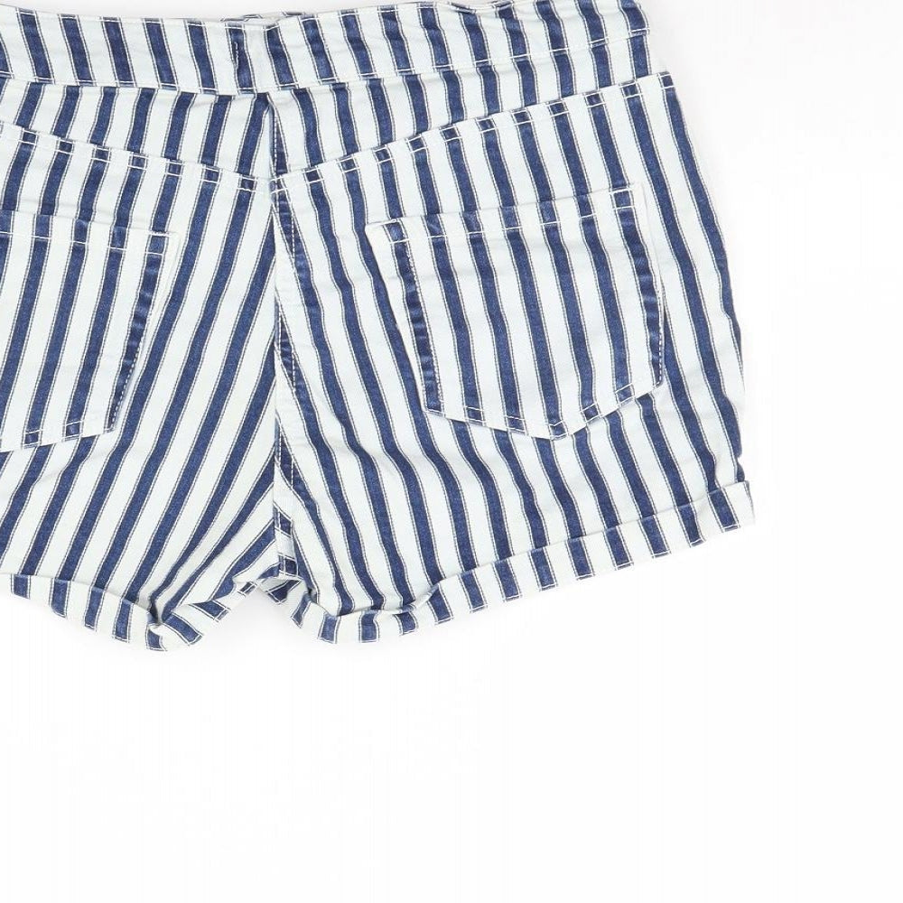 Papaya Womens Blue Striped Denim Cut-Off Shorts Size 8