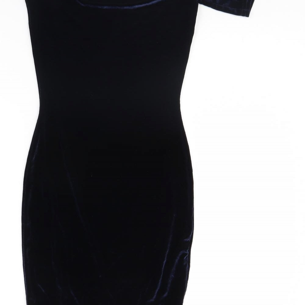 Boohoo Womens Blue Velour Bodycon Size 6