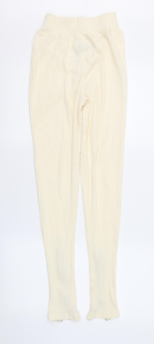Womens UK Size 6 PRETTYLITTLETHING Regular Fit Ivory Trousers