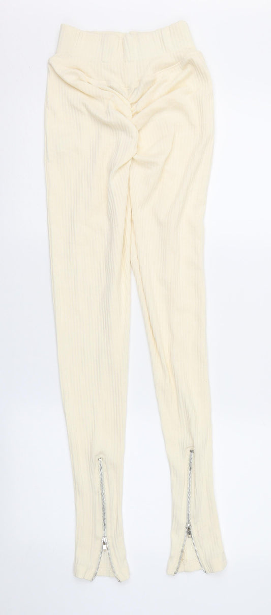 Womens UK Size 6 PRETTYLITTLETHING Regular Fit Ivory Trousers