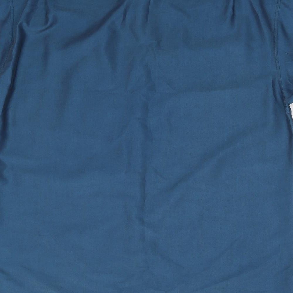 Mens UK Size M Copperstone Blue Button-Up Short Sleeve Casual Shirt