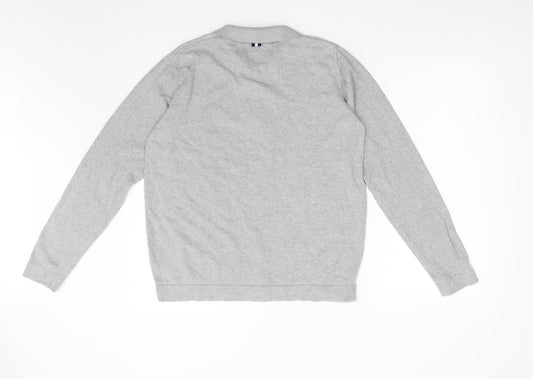 Peter Werth Mens Grey Knit Henley Jumper Size M