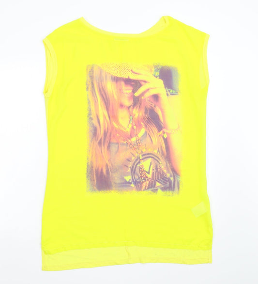 Womens UK Size L Brave Soul Yellow Basic T-Shirt
