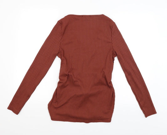 Womens UK Size 8 Club London Brown Basic Blouse