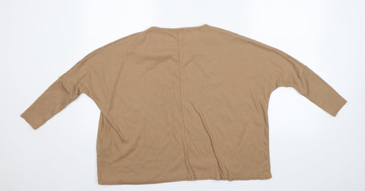 Boohoo Womens Brown Basic T-Shirt Size 4