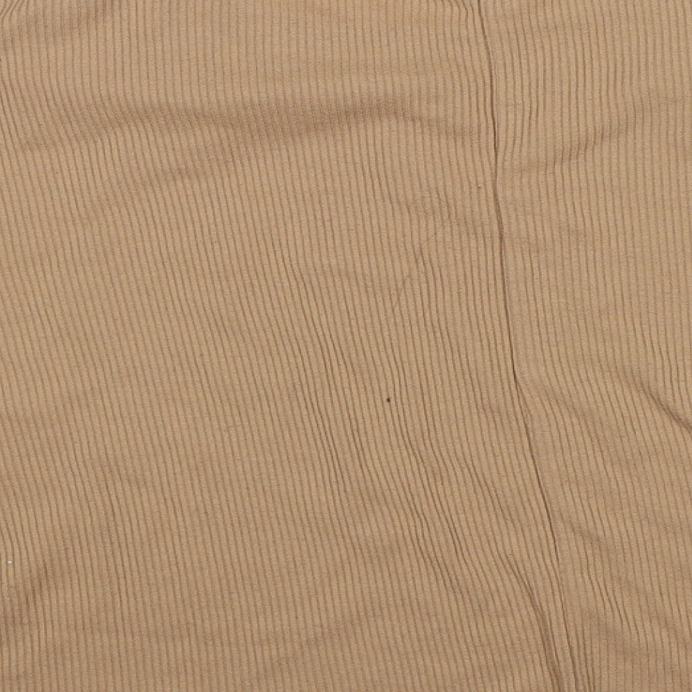 Boohoo Womens Brown Basic T-Shirt Size 4