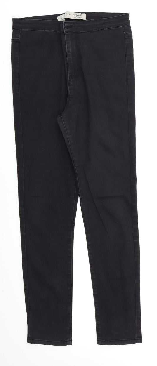 Additional front view of Denim & Co. women’s black skinny jeans, size UK 12, 26-inch leg