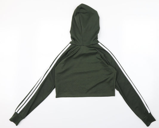 Boohoo Womens Green Striped Pullover Hoodie Size S - s/m