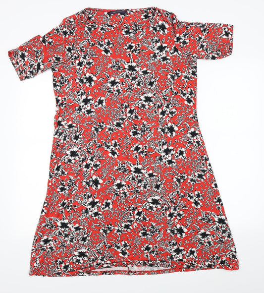 Marks & Spencer Womens Red Floral A-Line Size 14