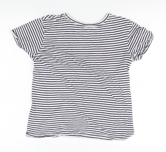 Primark Womens White Striped Basic T-Shirt Size S