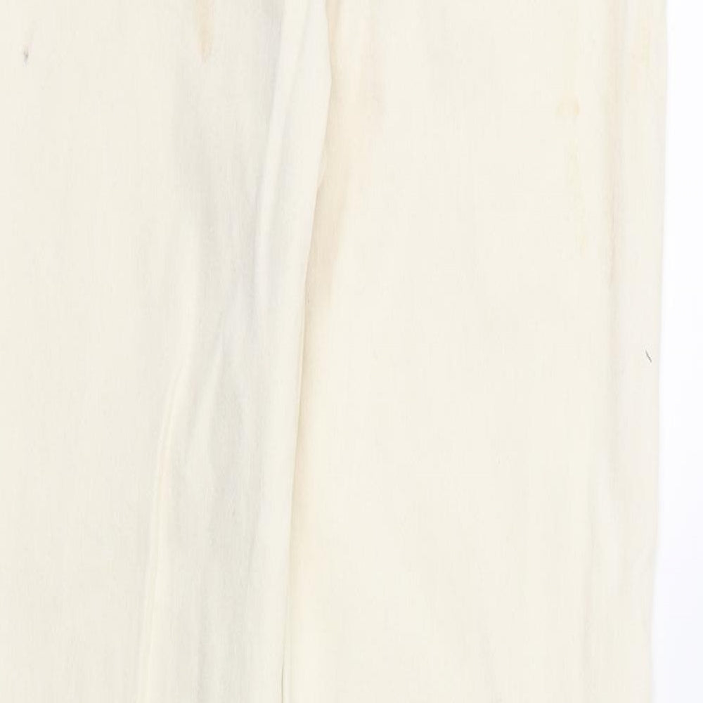 Womens UK Size 8 DenimCo Regular Fit Straight Ivory Jeans