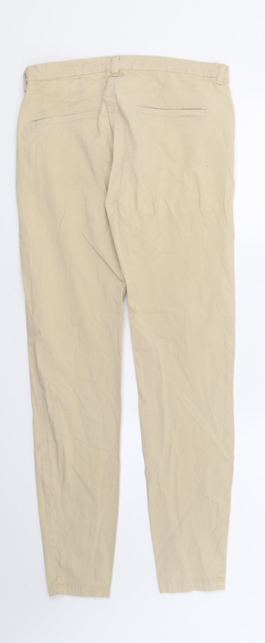 Womens UK Size 8 Pull&Bear Regular Fit Chino Beige Trousers