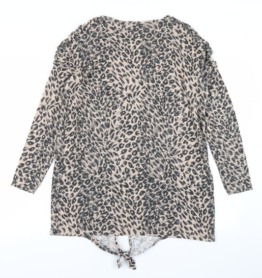 Pep & Co Womens Brown Animal Print A-Line Size 8