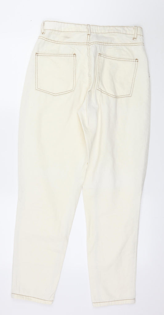 Denim & Co. Womens Ivory Denim Straight Jeans Size 10 L29 in