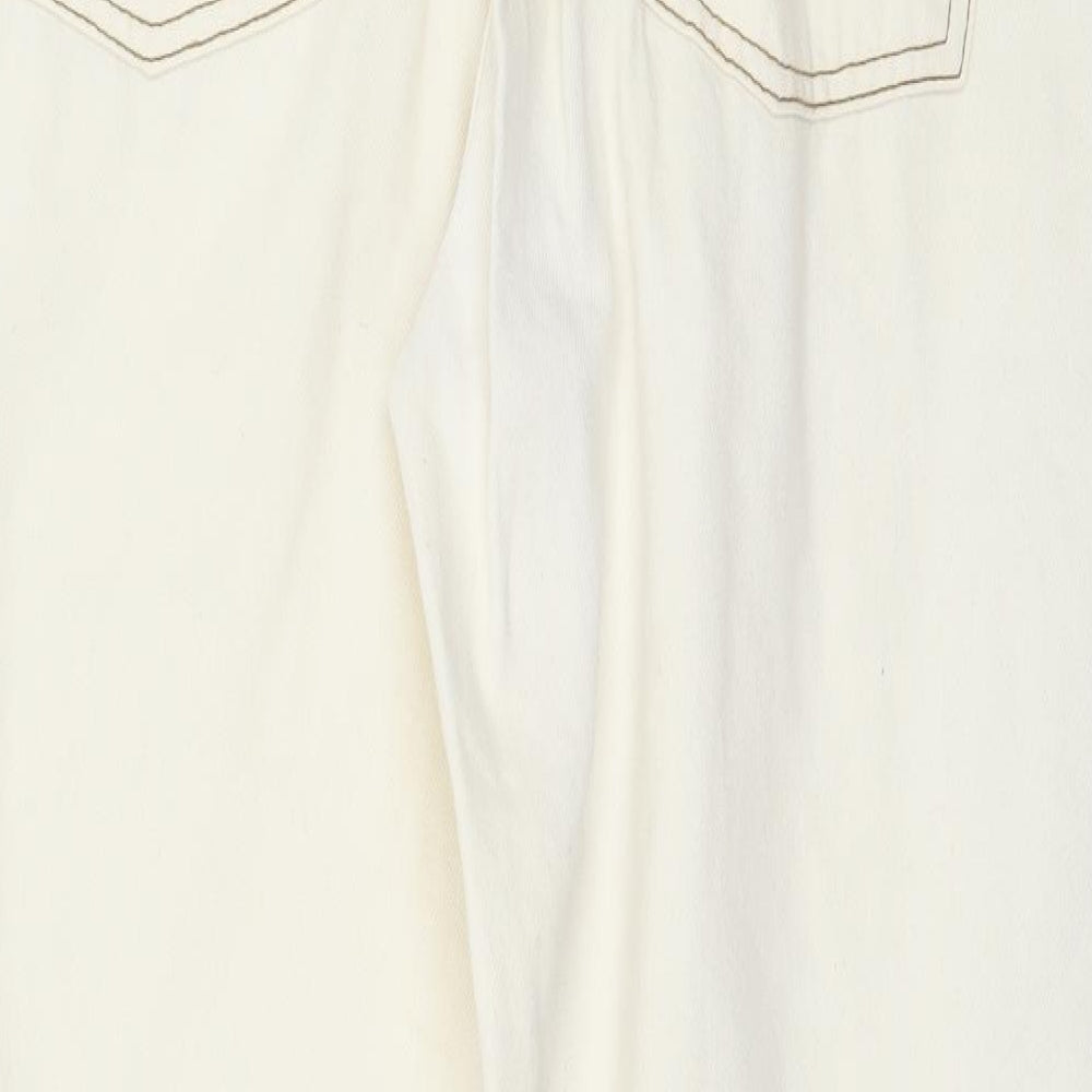 Denim & Co. Womens Ivory Denim Straight Jeans Size 10 L29 in