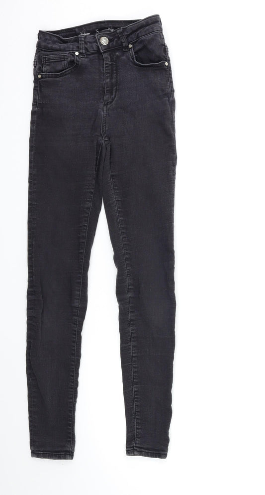Womens UK Size XS Never Denim Regular Fit Skinny Black Jeans