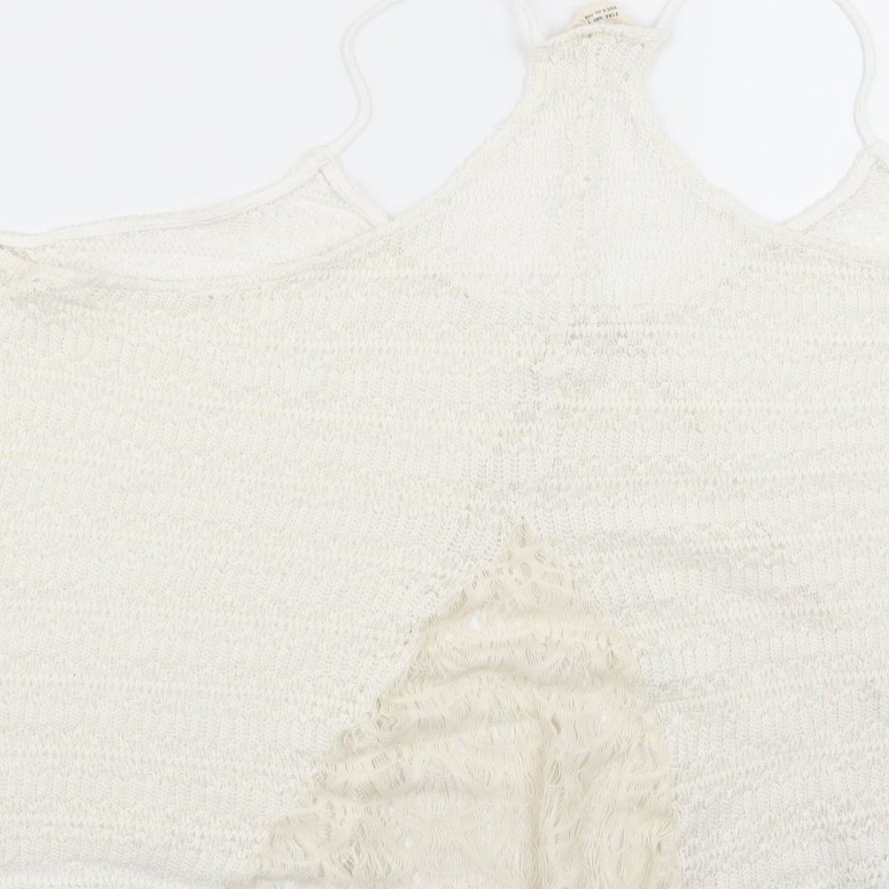 Womens UK Size M Preworn White Basic Tank