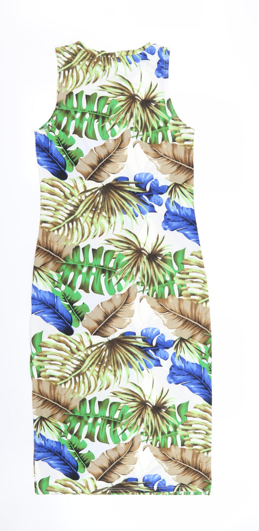 Brave Soul Womens Multicoloured Floral Pencil Dress Size M