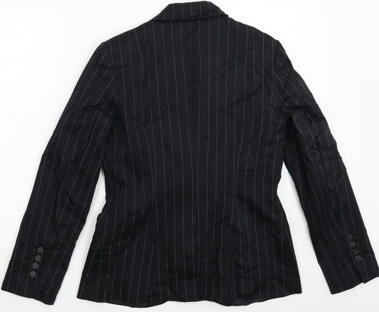 H&M Womens Black Striped Jacket Suit Jacket Size 14