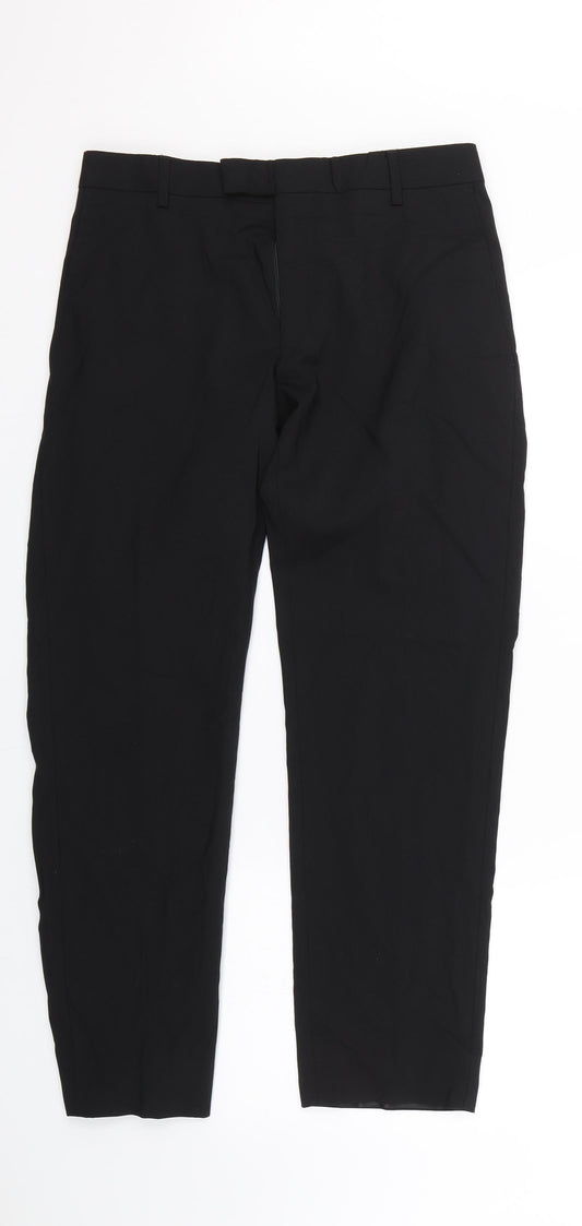 Mens UK Size 32 Allen-MErcer Regular Fit Black Trousers