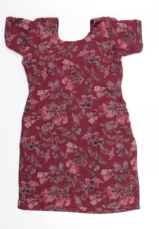 Preworn Womens Purple Floral Fit & Flare Size 12