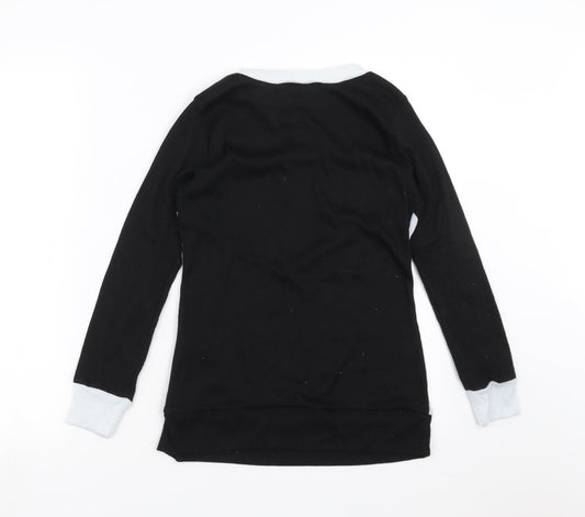 Boohoo Womens Black Geometric Basic T-Shirt Size 8