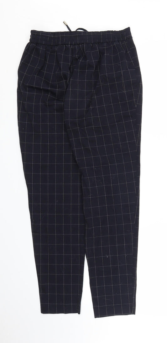 F&F Womens Blue Check Carrot Trousers Size 10 L25 in