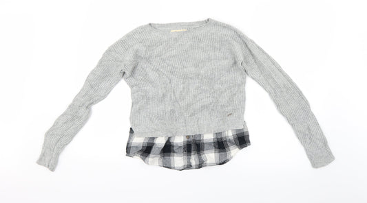 Womens UK Size XS Hollister Grey Basic Blouse