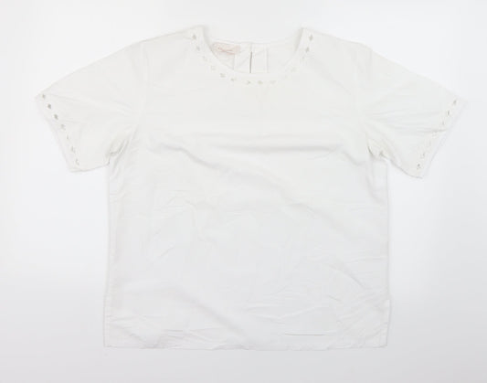 Womens UK Size 14 Daxon White Basic T-Shirt